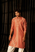 Red viscose Chikankari Embroidery Work Men's Traditional Kurta Set - Mahotsav | Grocsy
