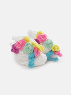 Chutput Kids Woollen Hand Knitted Flower Detailed Booties - White | Grocsy