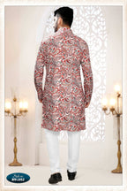 Joban Fashion Men's Cream Straight Rayon Thread And Sequence Embroidery All Over Kurta Set | Grocsy