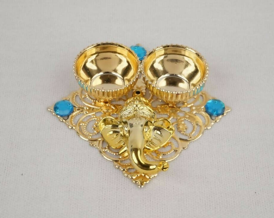 Kundan HandiKrafts Ganesha Square Haldi Kumkum | Grocsy