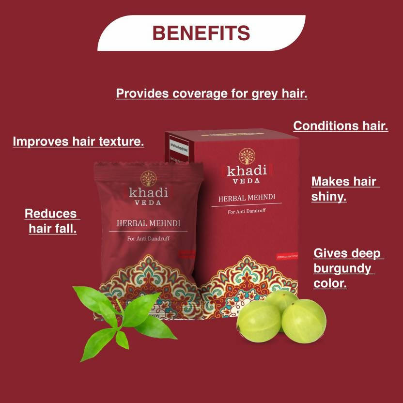 Khadi Veda Burgundy Herbal Mehndi For Hair Conditioning | Grocsy