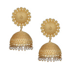 Joban Fashion Women Matte Gold Brass Jhumka | Grocsy