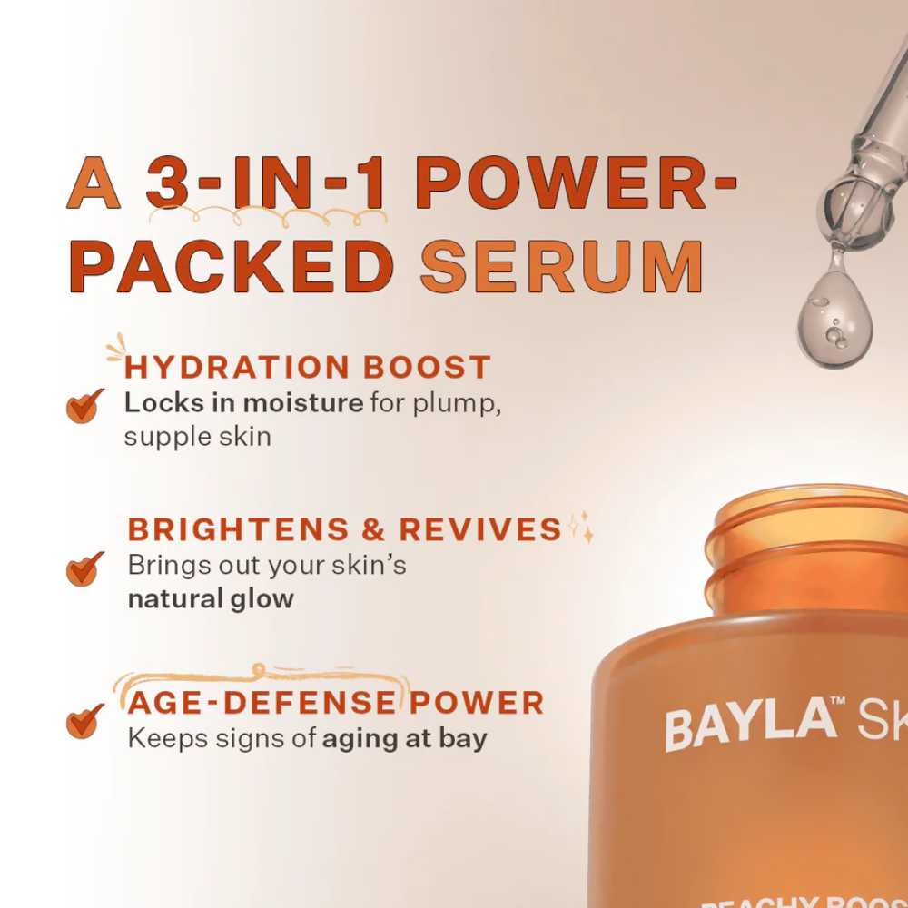 Bayla Skin Peach & 2% Alpha Arbutin Triple-Action Face Serum | Grocsy