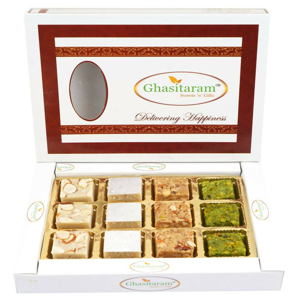 Ghasitaram Assortment of Pure Kaju Badam Pista & Walnut Barfis | Grocsy