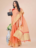 Shree Shyam Fashion Florance Peach Organza Saree | Grocsy