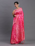 Shree Shyam Fashion Banarasi Silk Pink Saree | Grocsy