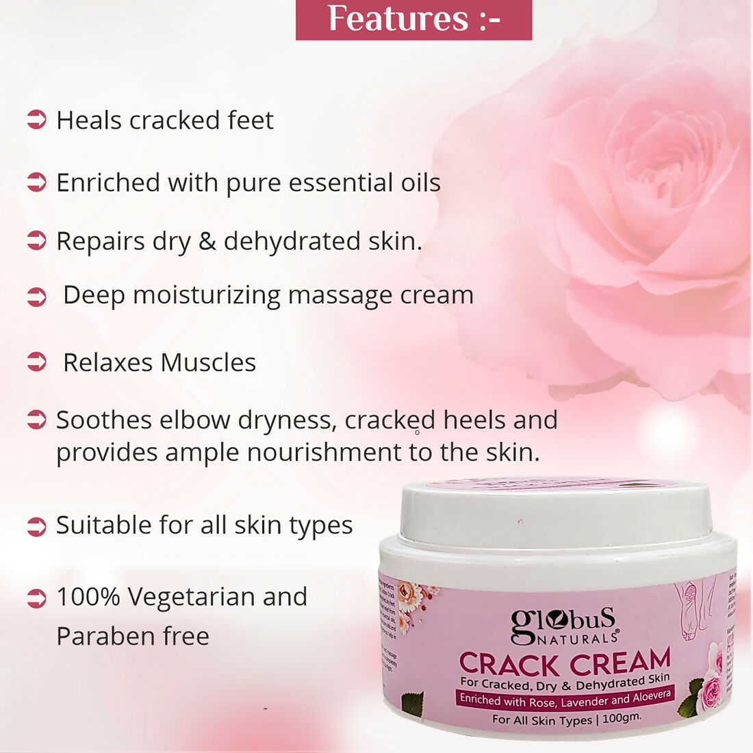 Globus Naturals Crack Cream Rose | Grocsy