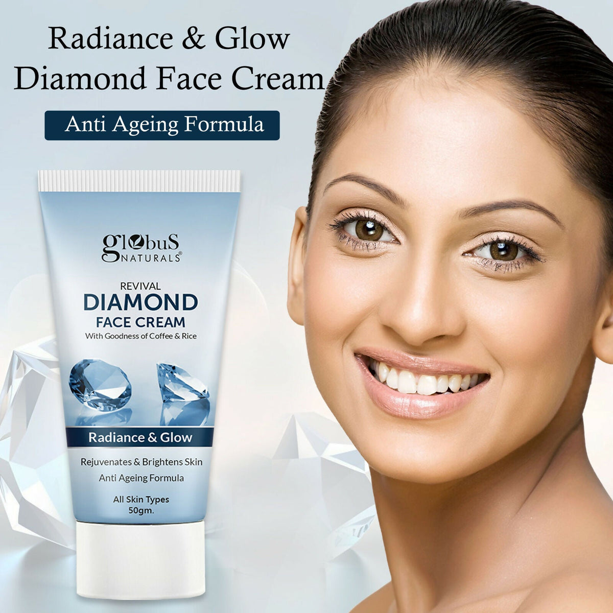 Globus Naturals Revival Diamond Face Cream, Suitable For All Skin Types | Grocsy