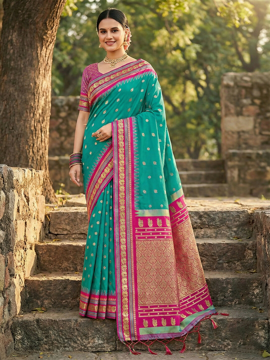 Shree Shyam Fashion Sea Green Soft Silk Saree | Grocsy