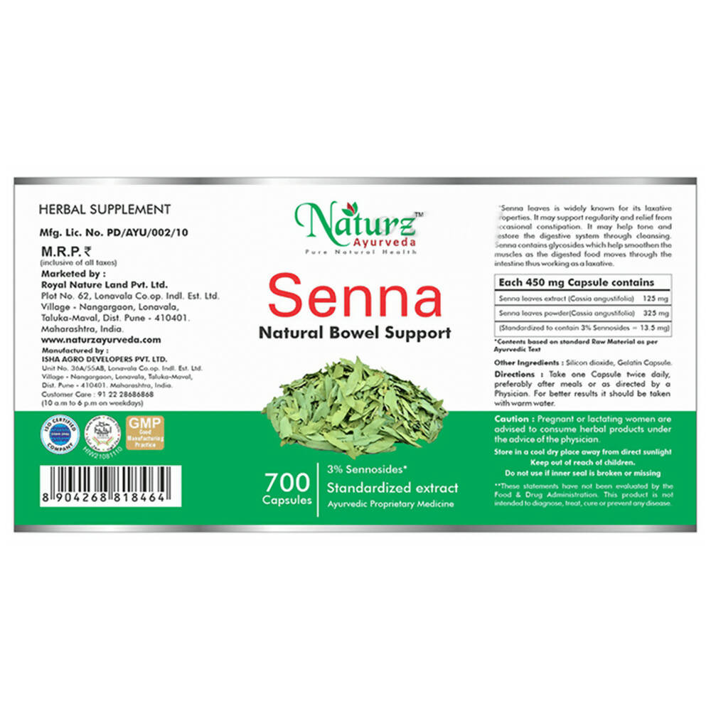 Naturz Ayurveda Senna Capsules | Grocsy