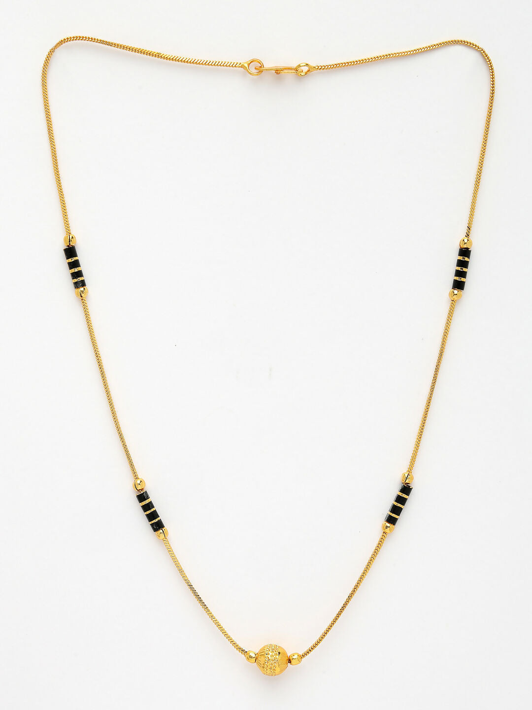 NVR Women's Set of 2 Black Gold-Polished & Beaded Mangalsutra | Grocsy