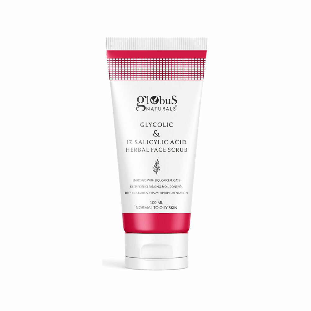 Globus Naturals Glycolic & 1% Salicylic Acid Herbal Anti Acne Face Scrub | Grocsy