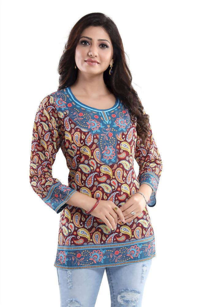 Snehal Creations Brush-Up Summer Cool Printed Short Kurti Tunic | Grocsy