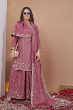 Teeya Creation Dark Onion Color Chinon Silk Wedding Wear Trending Palazzo Set | Grocsy