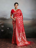 Shree Shyam Fashion Red Silk Blend Saree | Grocsy