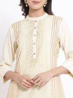 Juniper Ivory Viscose Rayon Kurta | Grocsy