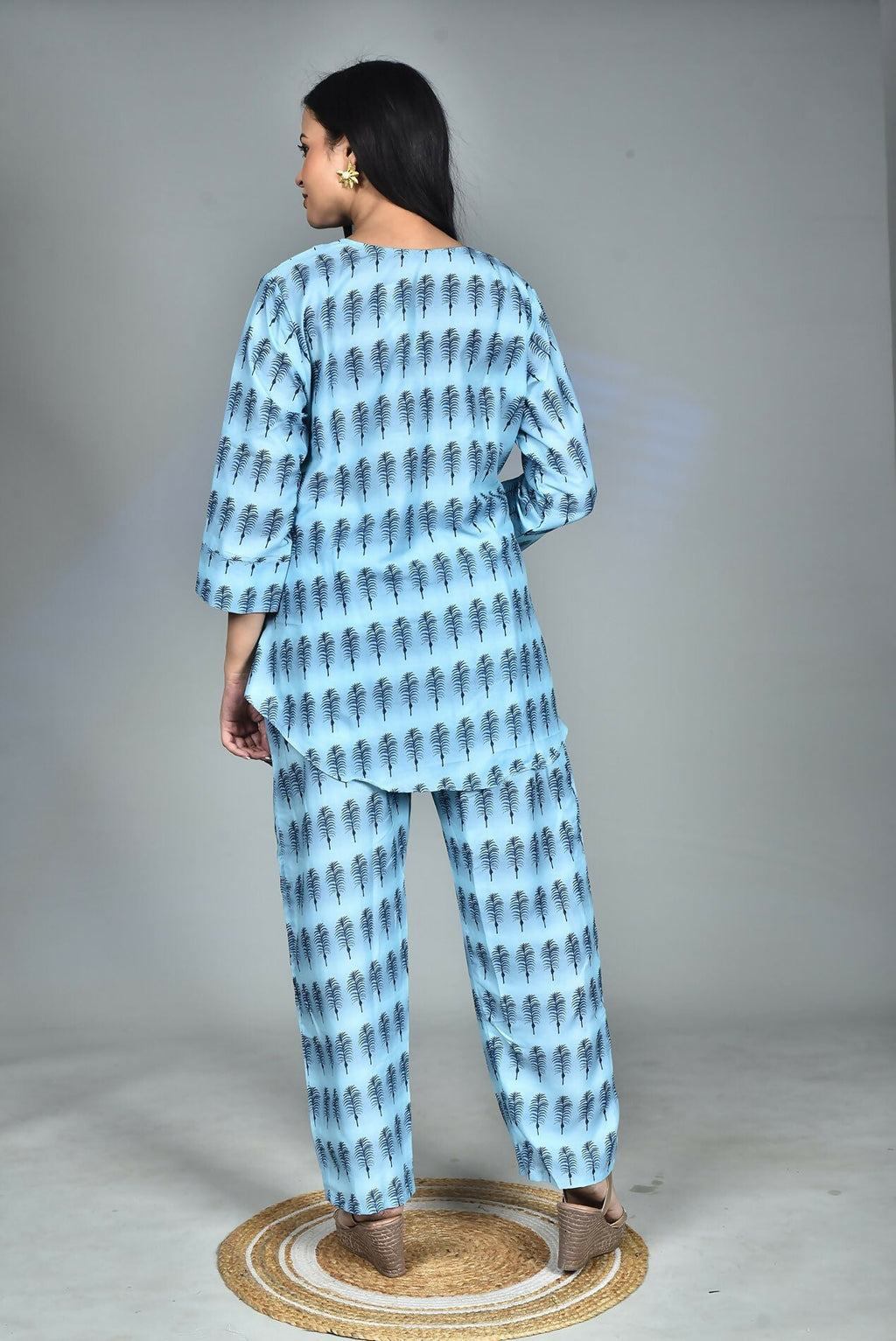 Morchari Digital Print Semi Muslin Co-Ord Set Top & Trouser-Multicolor | Grocsy