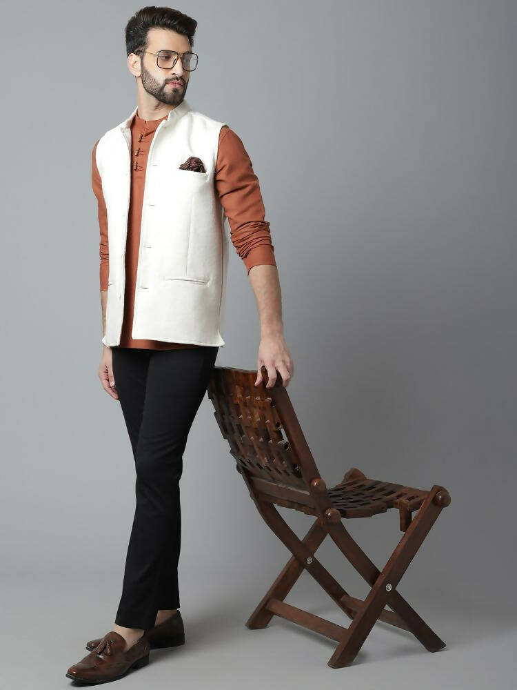 Even Apparels Pure Wool Nehru Jacket - White | Grocsy