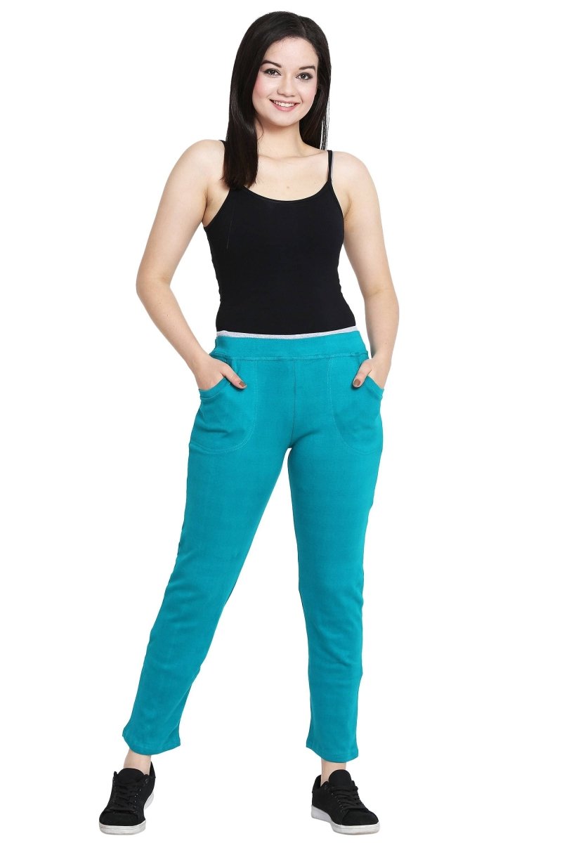 Asmaani Turquoise color Hosiery Lower with Two Side Pockets. | Grocsy