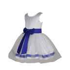 Asmaani Baby Girl's White and Blue Satin Full Length Frock  (AS-DRESS-22018) | Grocsy