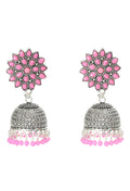 Mominos Fashion Joharkamal Kundan work Jhumka with Baby Pink Beads