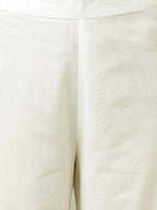 FIORRA Women's White Pure Cotton Flared Kurta Palazzo Set With Dupatta | Grocsy