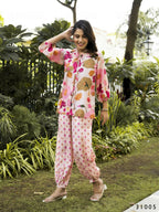 Casual Fashionable Multi Muslin Cotton co-ord set - Manya | Grocsy