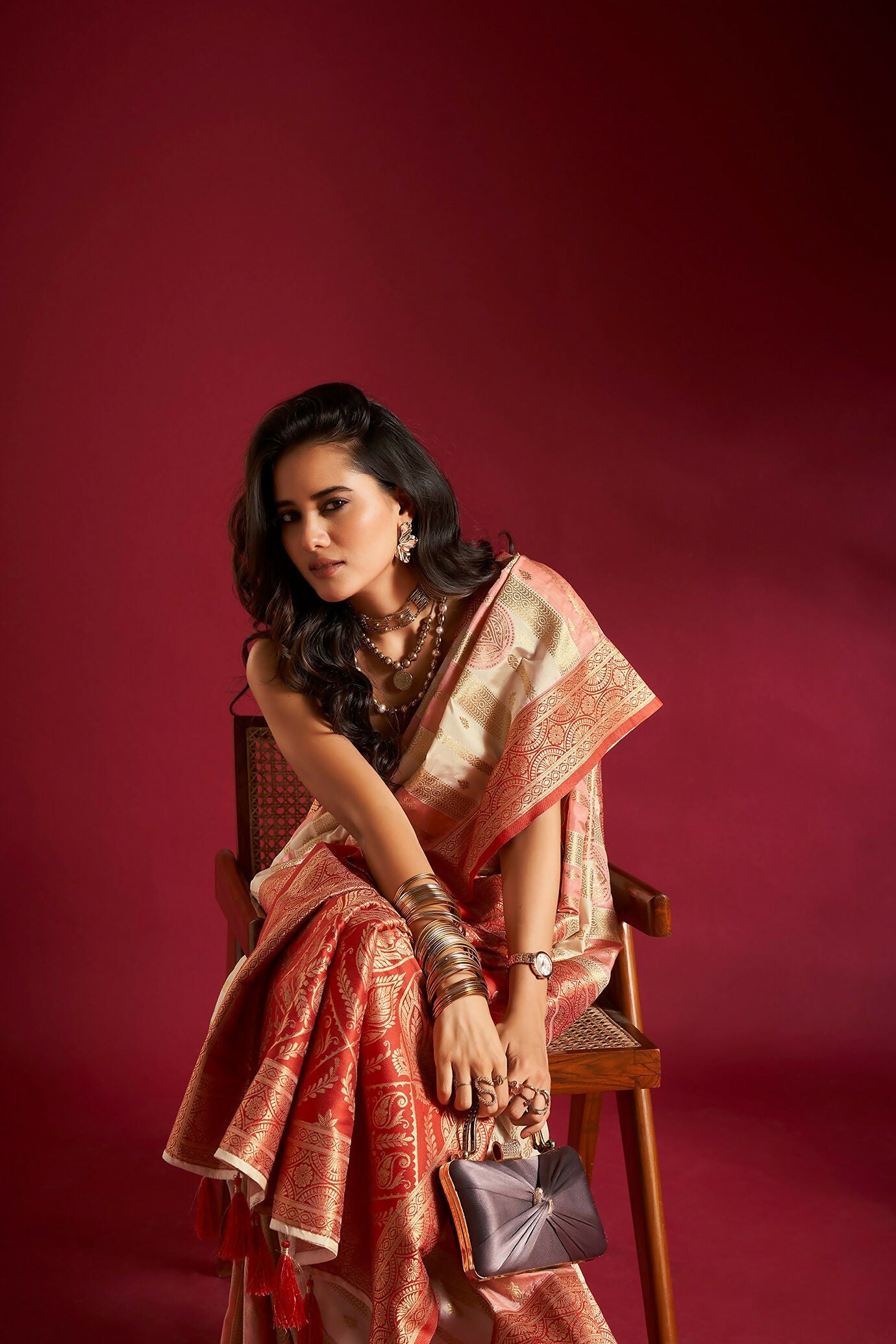 Joban Fashion Multicolor Plain With Weaving Border Banarasi Silk Sarees | Grocsy