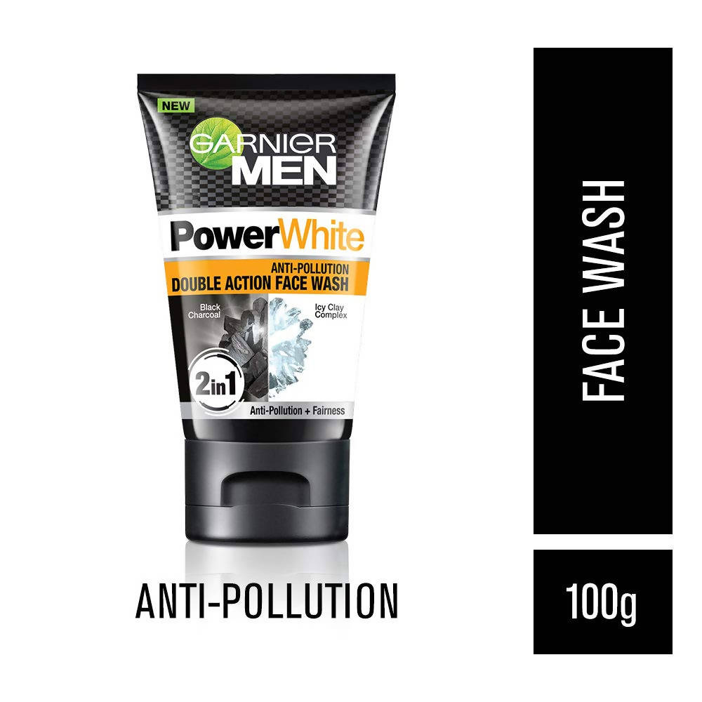 Garnier Men Power White Anti-Pollution Double Action Facewash | Grocsy