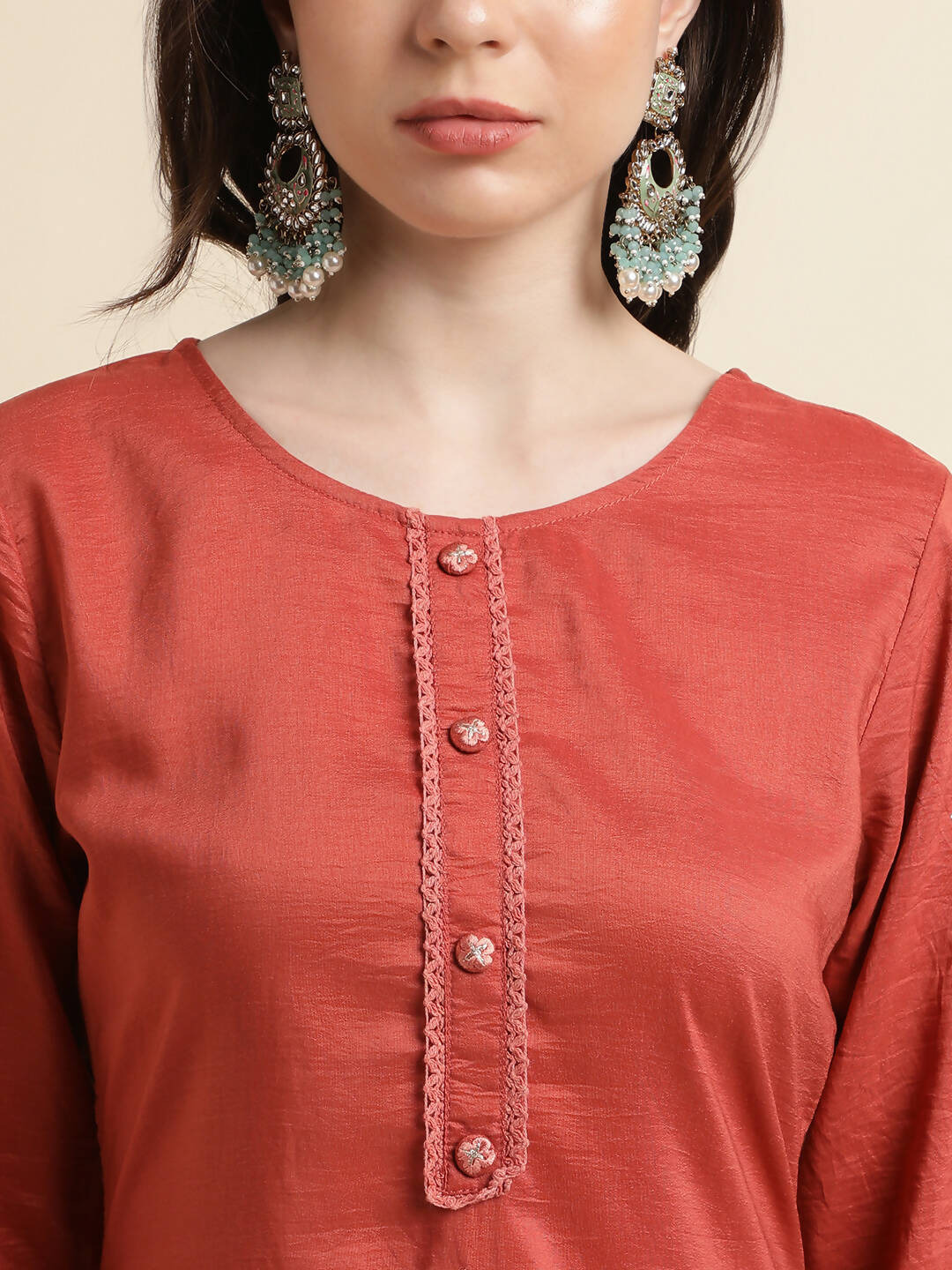 Orange Chinon Silk Embroidered Straight Kurta with Trouser & Dupatta - Salimar | Grocsy