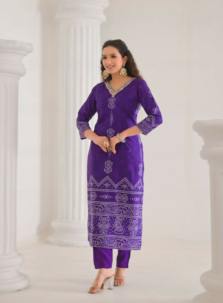 Festive Ethnic French Crepe Blue Stitched Suit With Dupatta - Rashmika | Grocsy