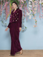 Joban Fashion Wine Hand Embellished Jacket with inner and skirt | Grocsy