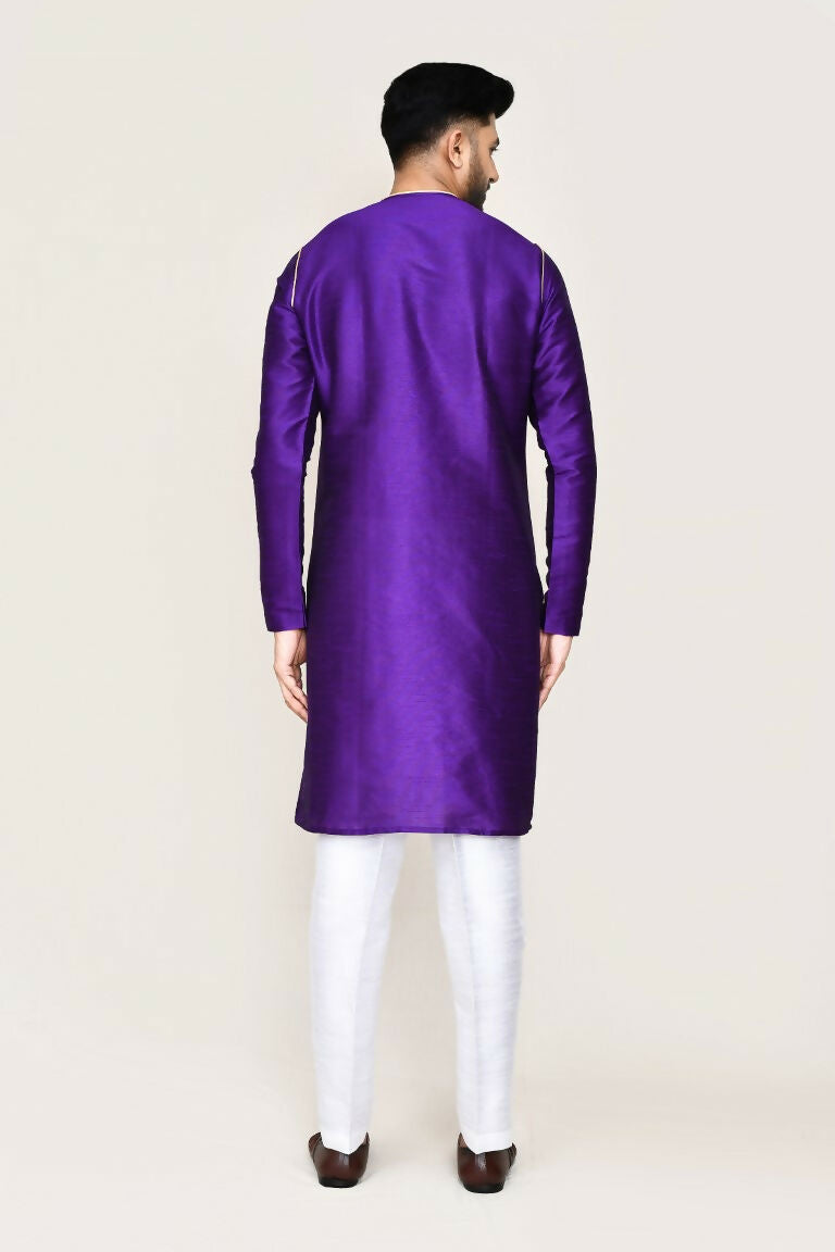Joban Fashion Purple Colored Art Silk Fabric Kurta With Straight Fit Pant | Grocsy