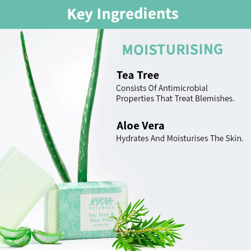 Nykaa Naturals Tea Tree & Aloe Vera Moisturising Bathing Soap | Grocsy