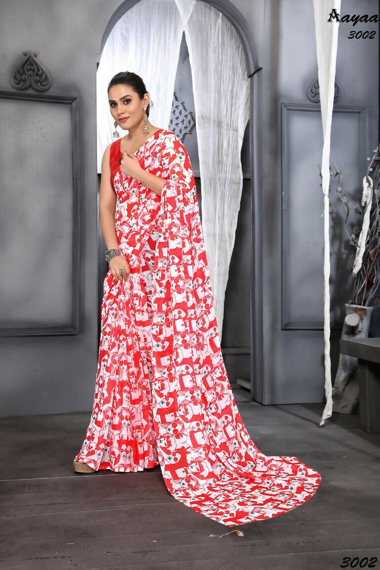 Aayaa Designer Printed Georgette Saree - Multi Color | Grocsy