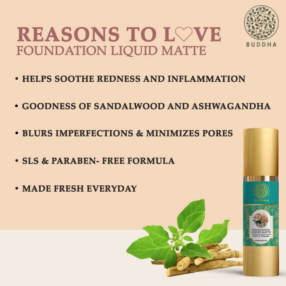 Buddha Natural Liquid Foundation Matte Warm Mocha | Grocsy