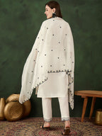 Sangria Embroidered Kurta & Trouser With Dupatta | Grocsy