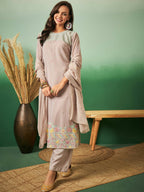 Light Brown Georgette Handwork Unstitched Dress Material - Hanika | Grocsy