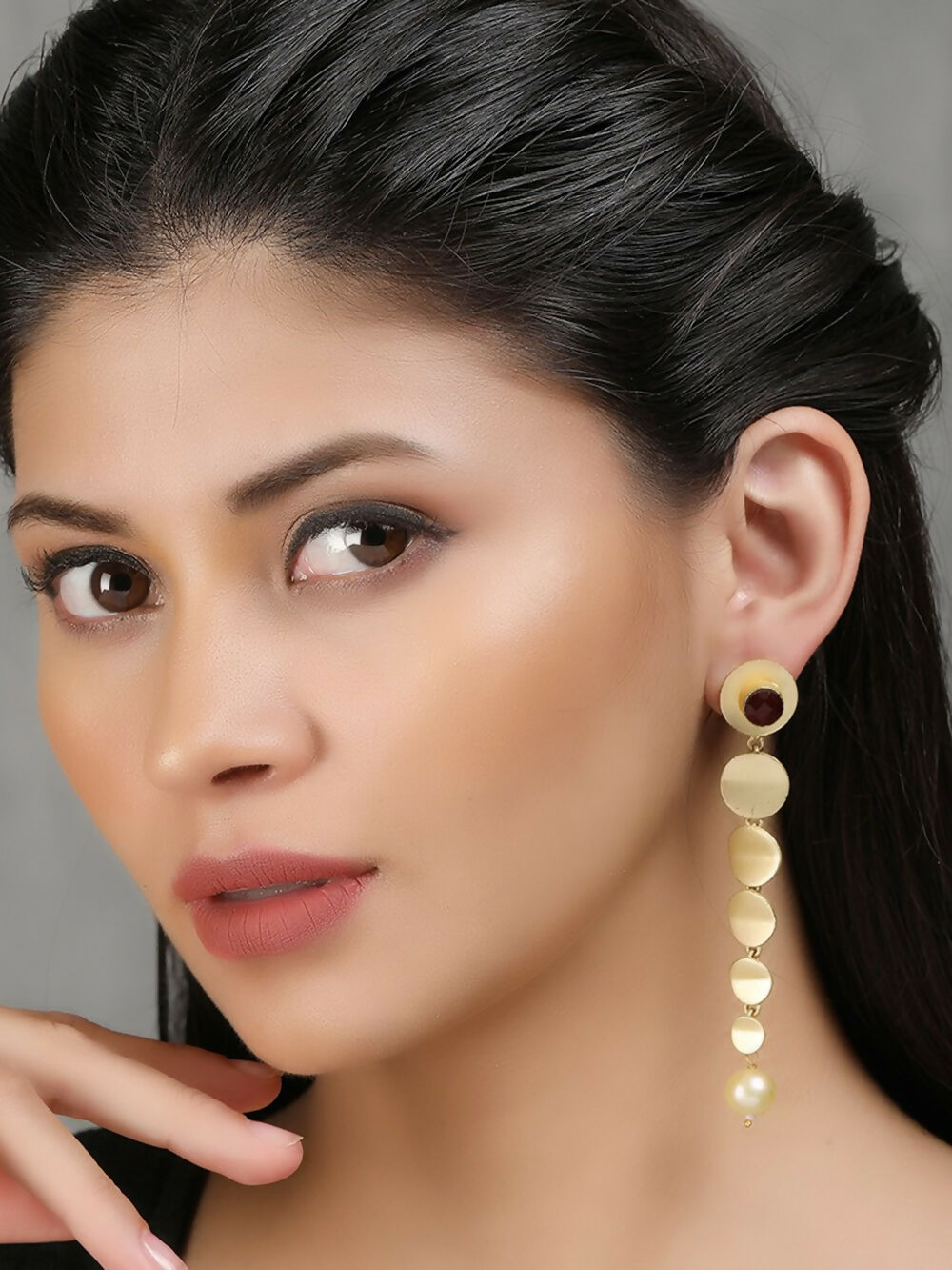 Joban Fashion Women Long Pattern Matte Gold Earrings | Grocsy