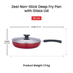 Vinod Zest Inducto Aluminium Non Stick Deep Frypan with Glass Lid | Grocsy