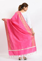 Mominos Fashion Moeza Women's Banarsi Silk Woven Design Pink Dupatta | Grocsy