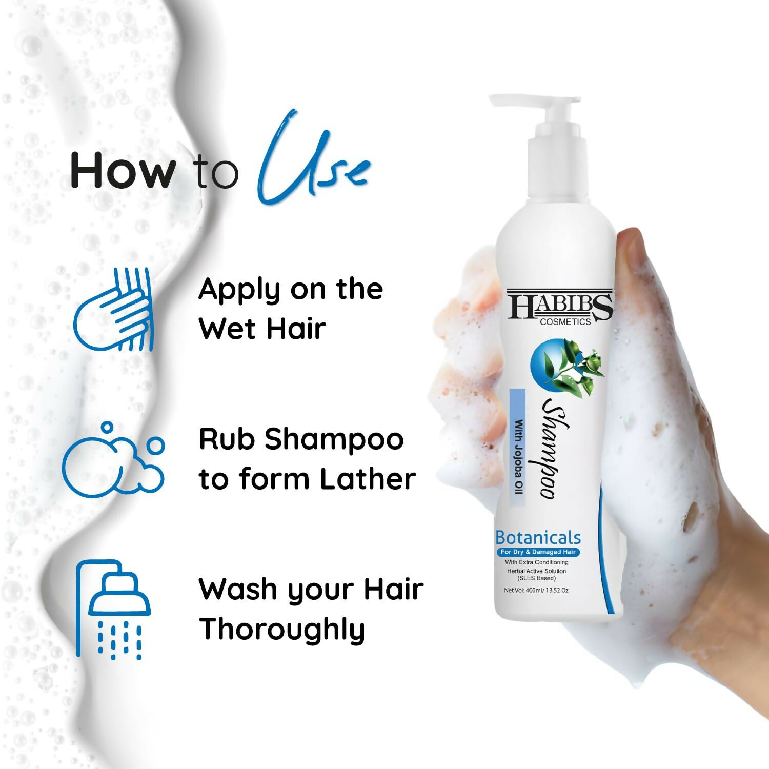 Habibs Professional Hair Shampoo with Jojoba Oil Botanicals For Anti Hair Fall | Grocsy