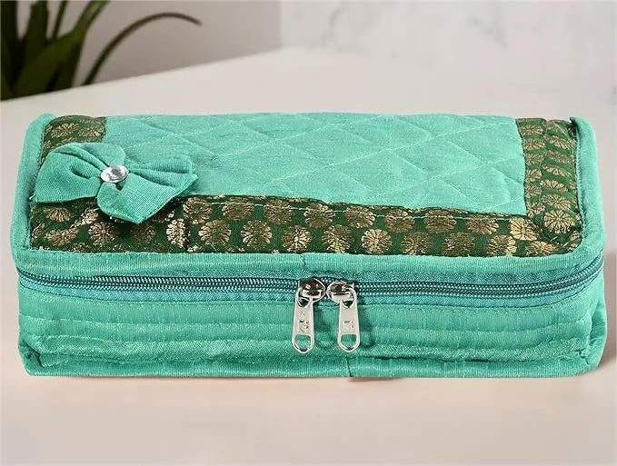 Asmaani Satin 7 Pocket Mint Bow Jewellery Kit | Grocsy
