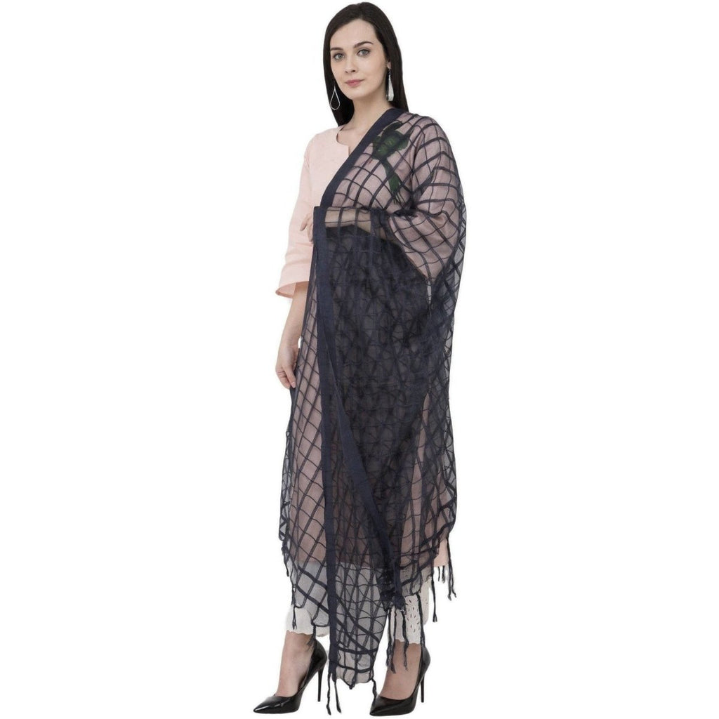A R Silk Cotton Square Regular Dupatta Color Navy Dupatta or Chunni | Grocsy