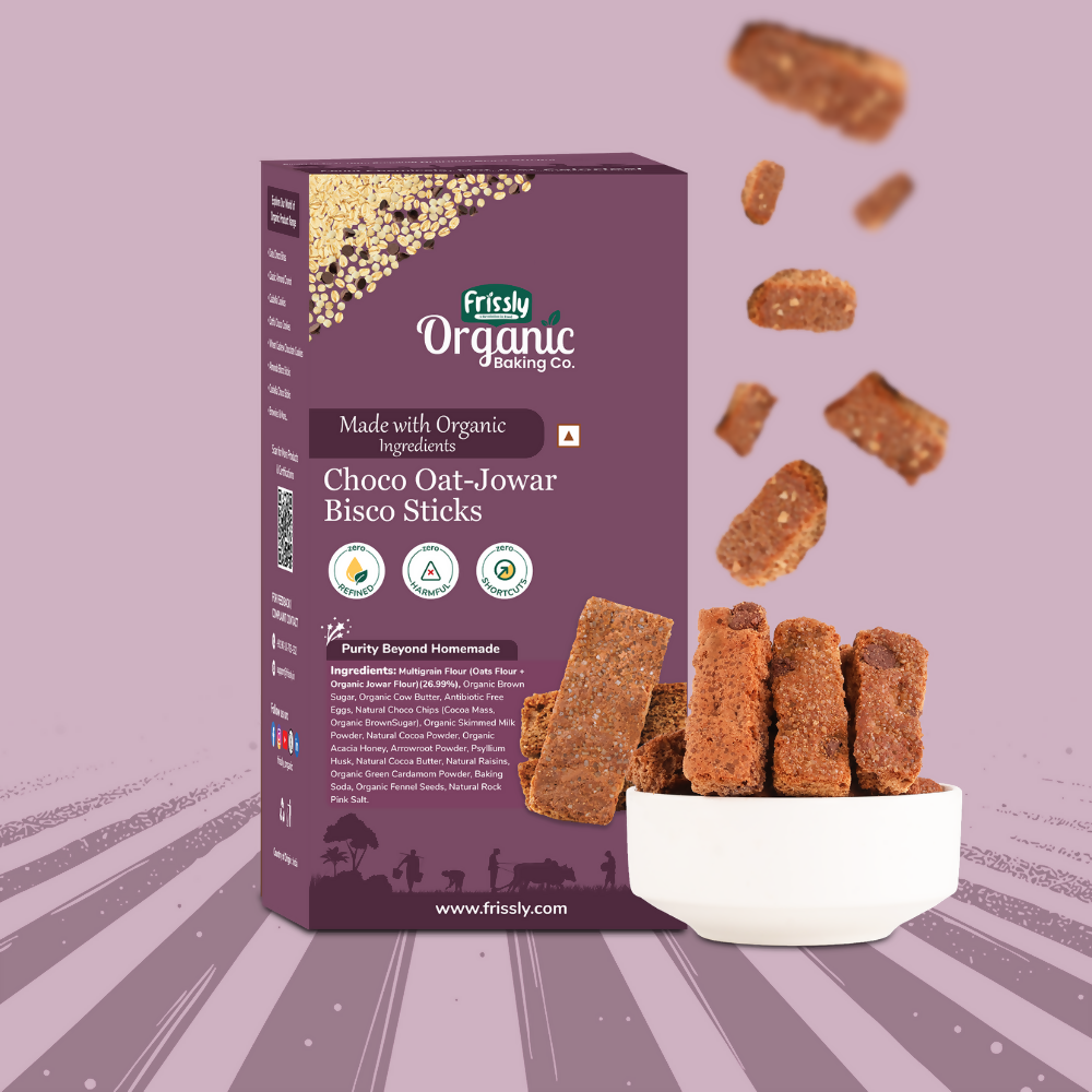 Frissly Organics Choco Oats Jowar Bisco Sticks | Grocsy