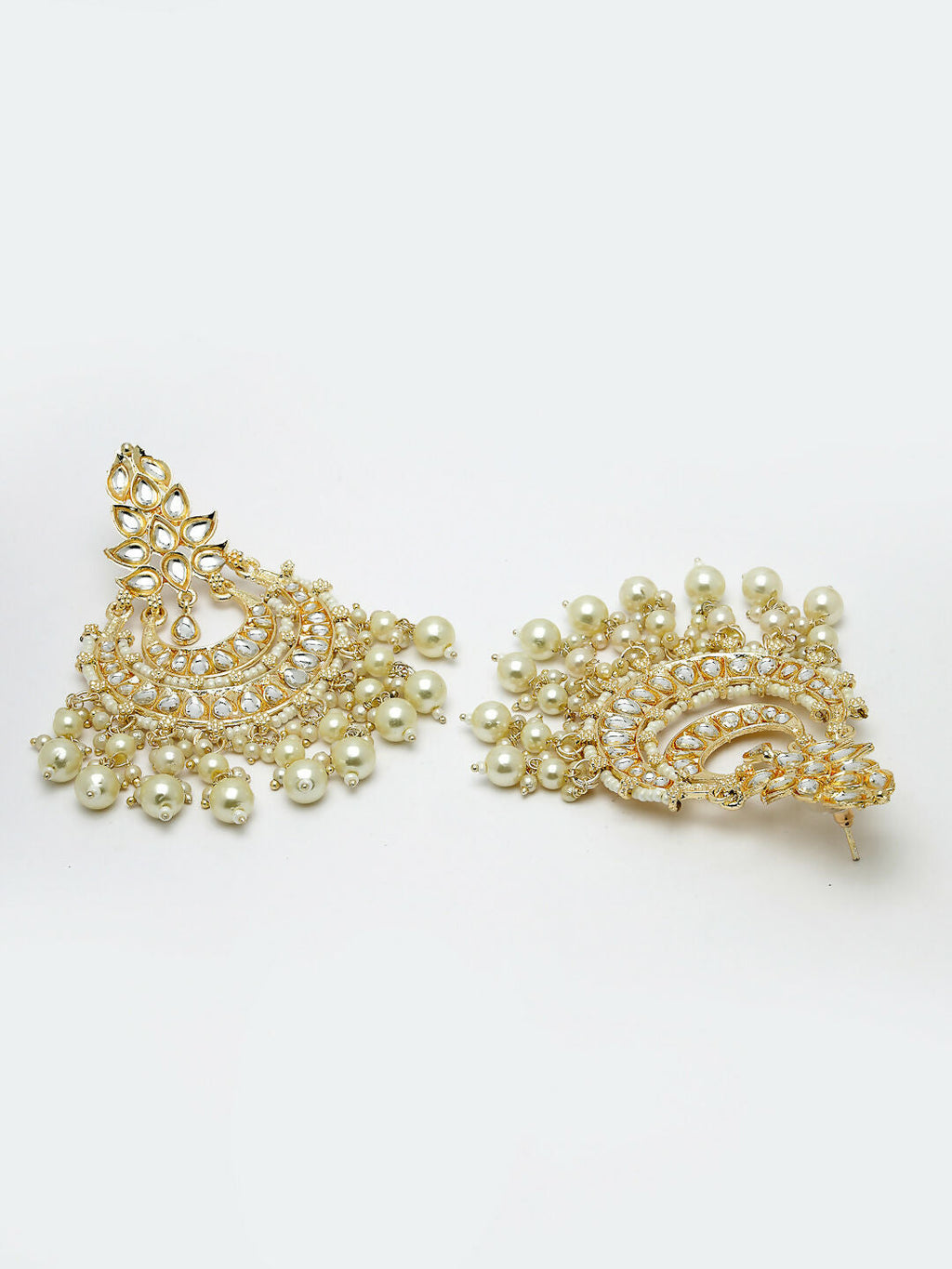 NVR Women Gold-Polished Kundan Chandbali Earrings | Grocsy