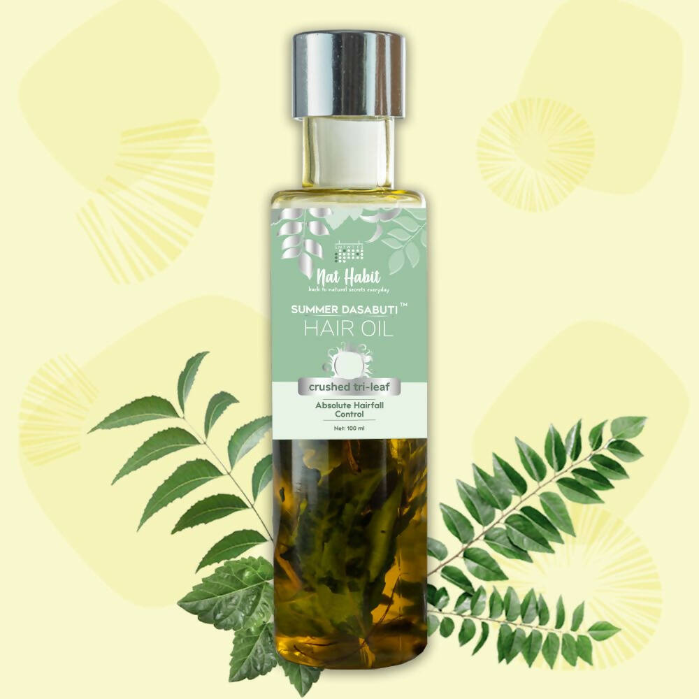 Nat Habit TriLeaf Hair Fall Control Summer Dasabuti Hair Oil | Grocsy
