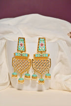 Green Traditional Gold-Polished Meenakari Jhumka Jhumki Earrings Indian Jewellery For Women Girls By House of Ree - Swadesiicart