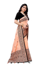 Vamika Peach Sana Silk Printed Saree (Nihal Peach) | Grocsy