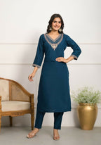Festive Wear Ethnic Rama Viscose Chanderi Stitched Suit With Dupatta - Tanisha | Grocsy